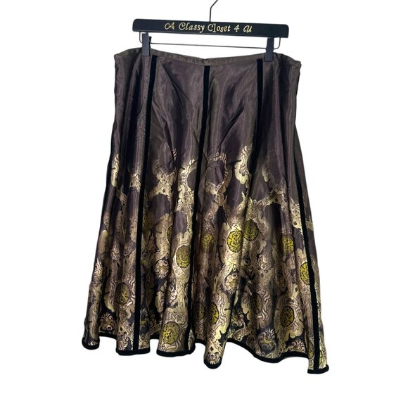 Apostrophe Brown & Gold Floral Print Skirt Size 18 - Picture 2 of 7